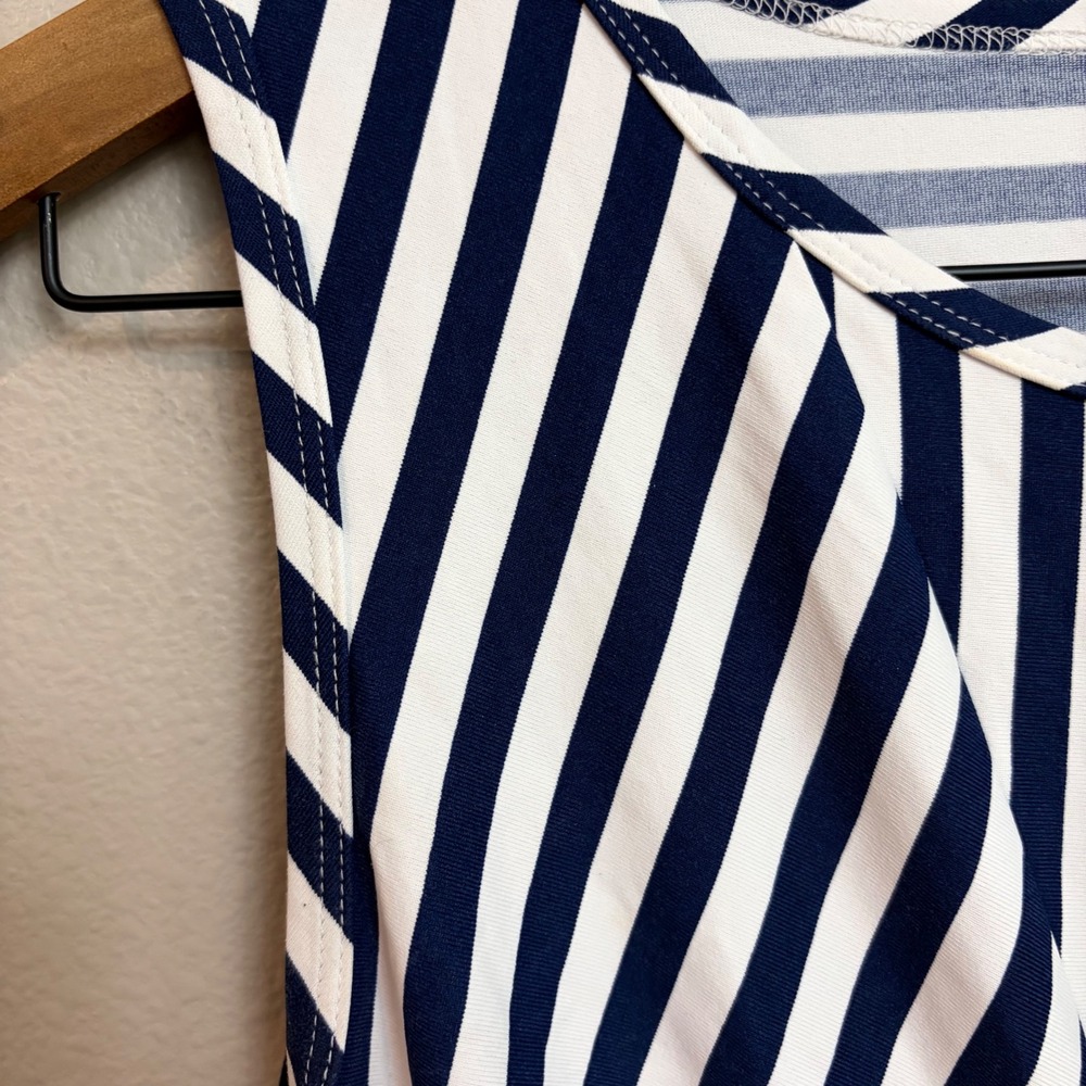 J.McLaughlin Sleeveless Top Small Navy White Striped Catalina Cloth Nautical - Picture 2 of 7